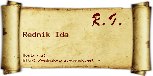 Rednik Ida névjegykártya